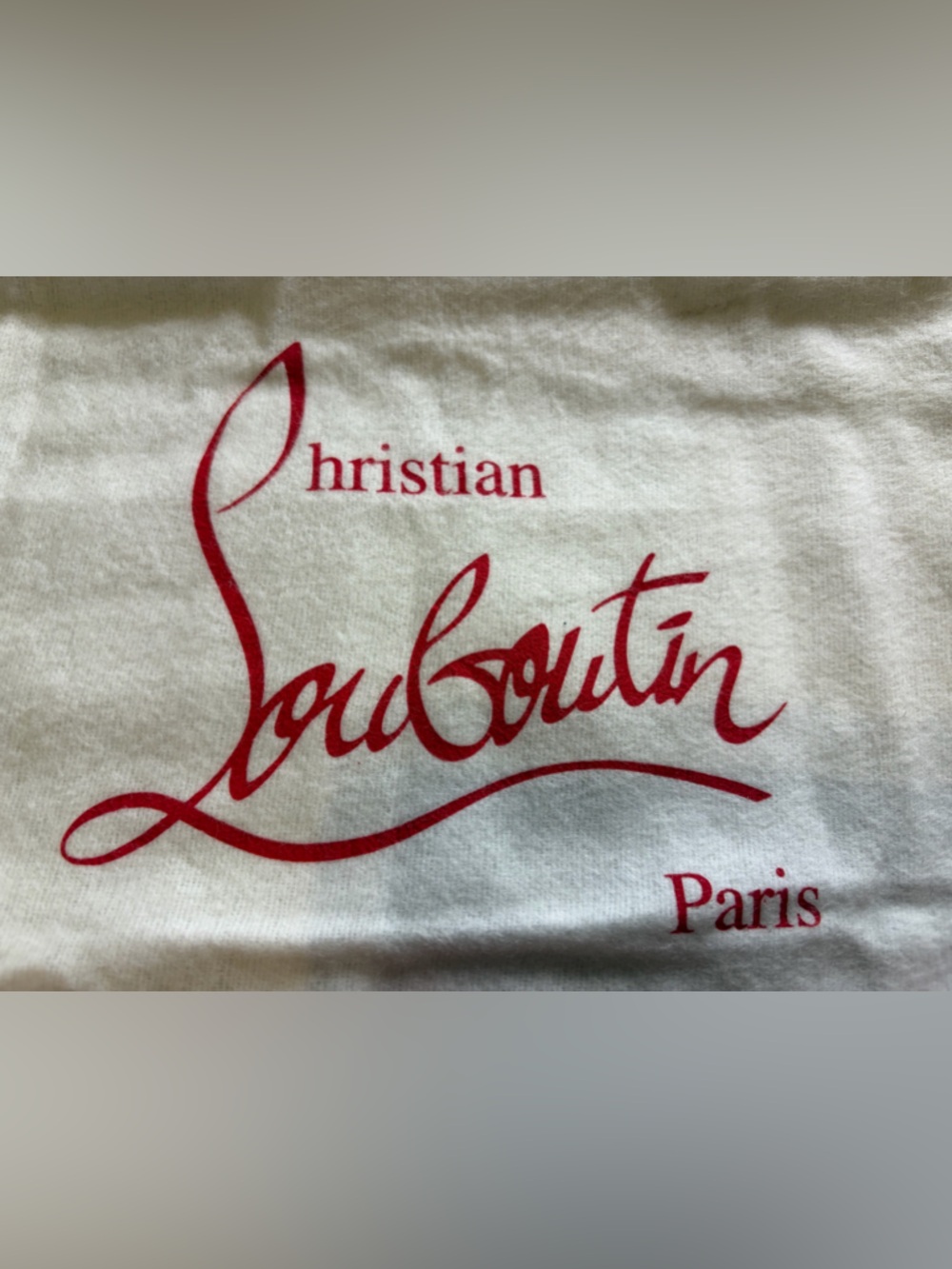 Christian  Louboutin Paris String White Shoe Cover Dust Bag 15.5" x 11.5” Cotton